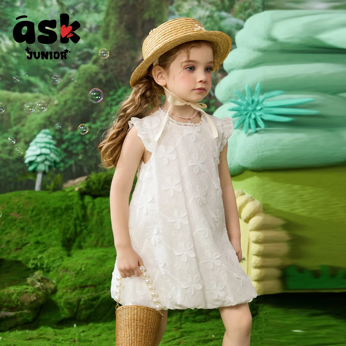 فستان بناتي صيفي ثلاثي الأبعاد لطيف على شكل زهرة #4