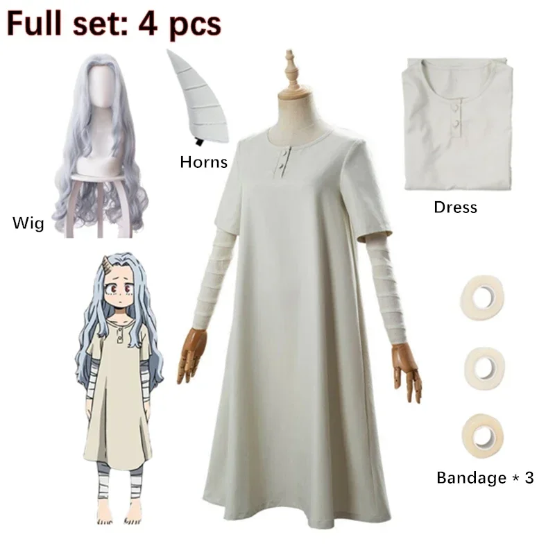 

Anime Eri Cosplay My Hero Academia Costume Wigs Horn Halloween Costumes Boku Hero Academi White Long Dresses Clothes For Women