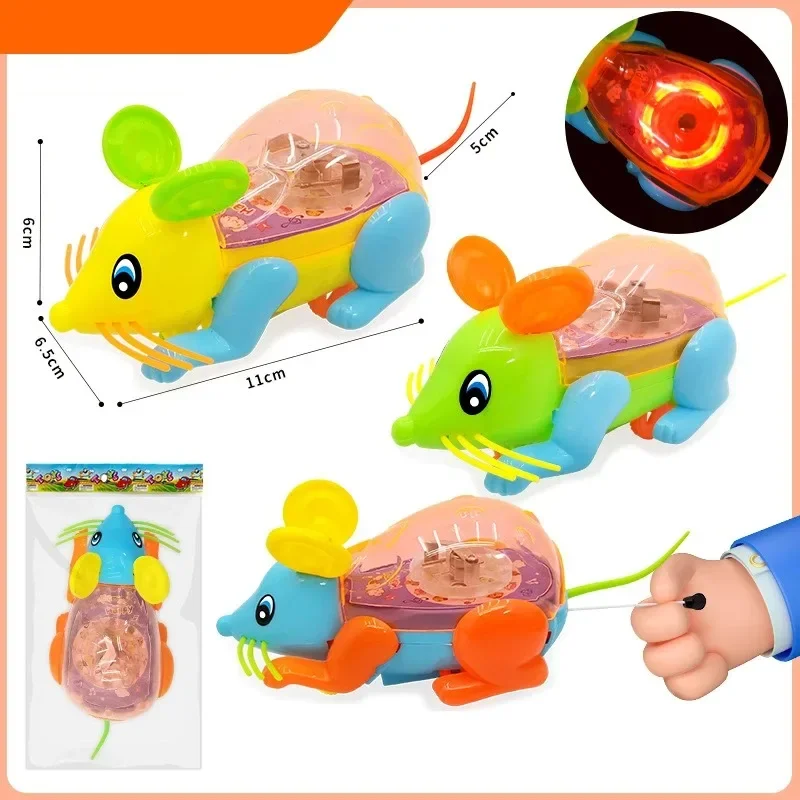 Creative Running Mouse Cat Toy Glowing Pull Line Inertia Moving Car Simulation Mice Kids Educational Cartoon Luminous Toys