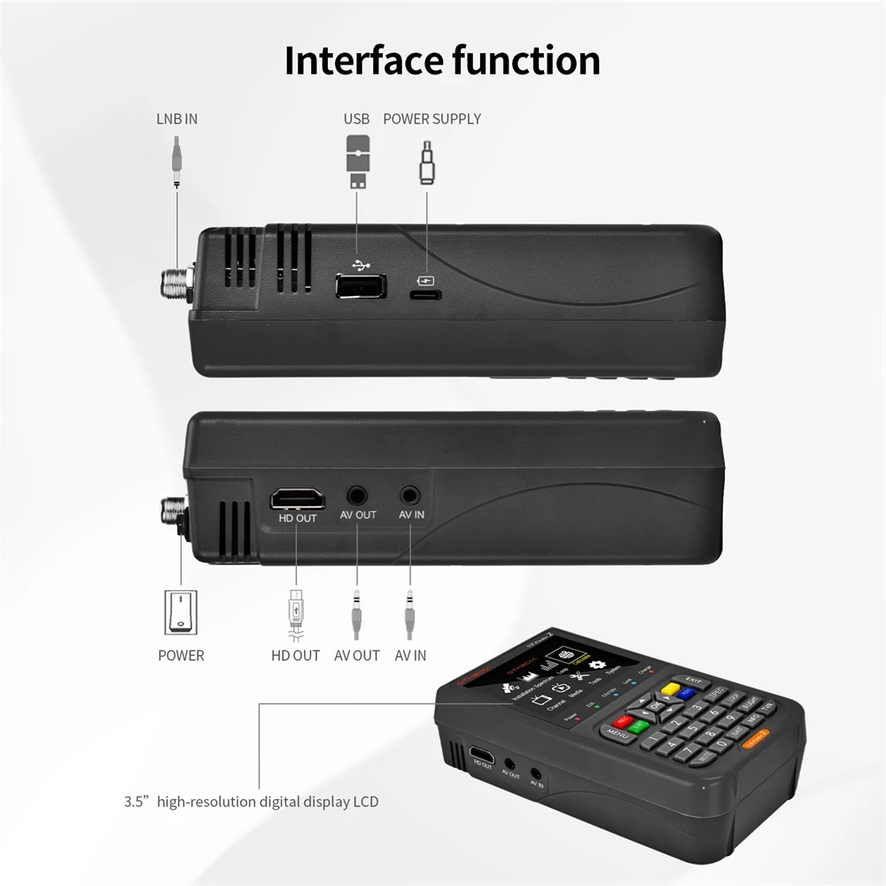 GTMEDIA V8 Finder 2 DVB-S/S2/S2X جهاز قياس الأقمار الصناعية 3.5 بوصة شاشة LCD 1080P، منفذ Type-C Satfinder VS Freesat Finder Meter