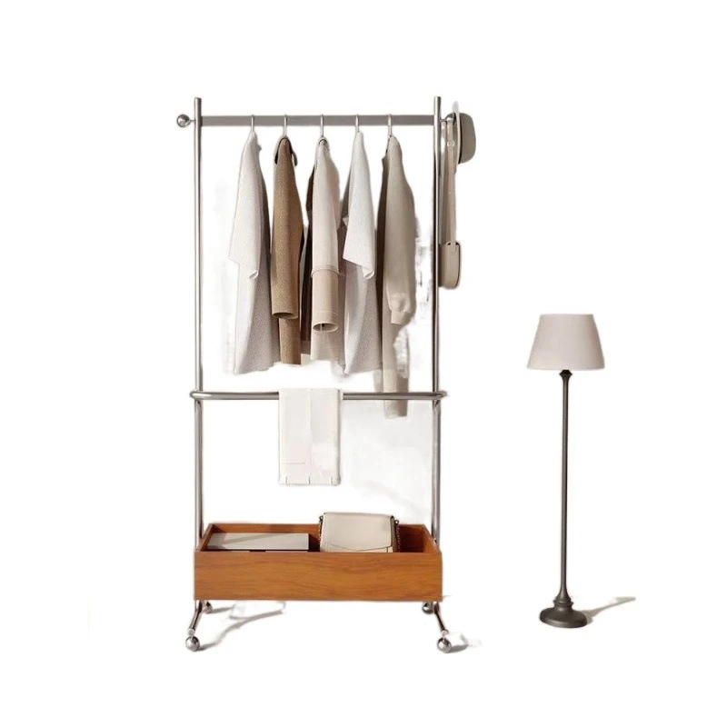 

Medieval floor-to-ceiling modern stainless steel hanger coat rack bedroom mobile home storage