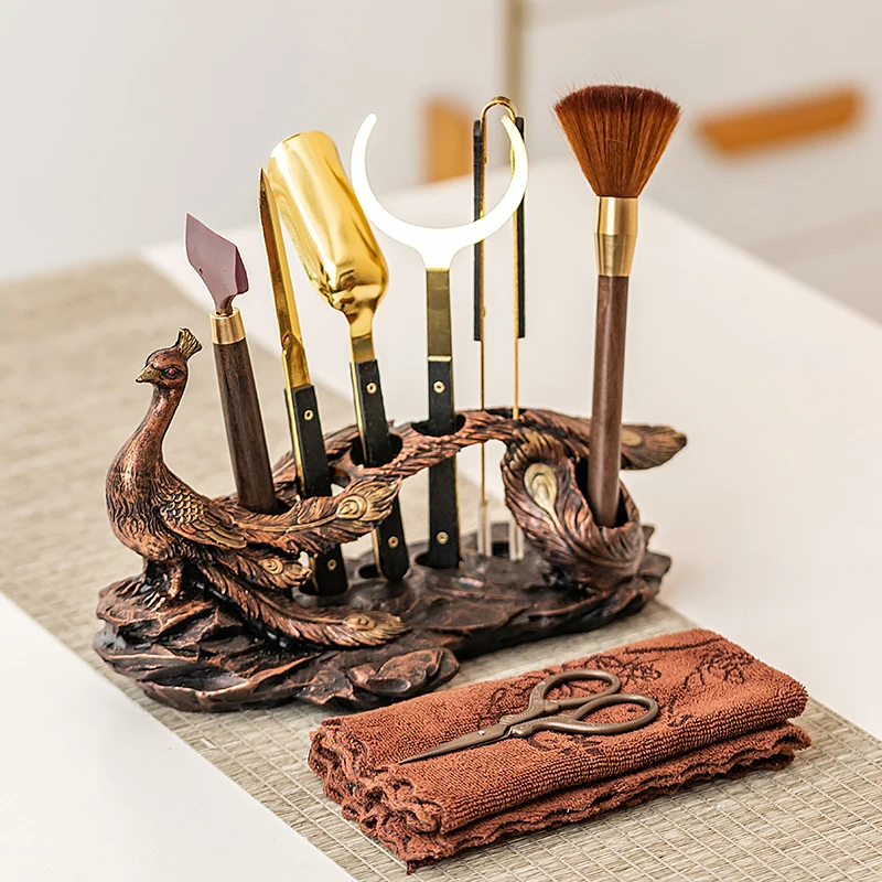 Tea ceremony six gentlemen accessories kung fu tea set supplies tea clip tea knife tea cup holder tea pen tea scraping tea tool view 4