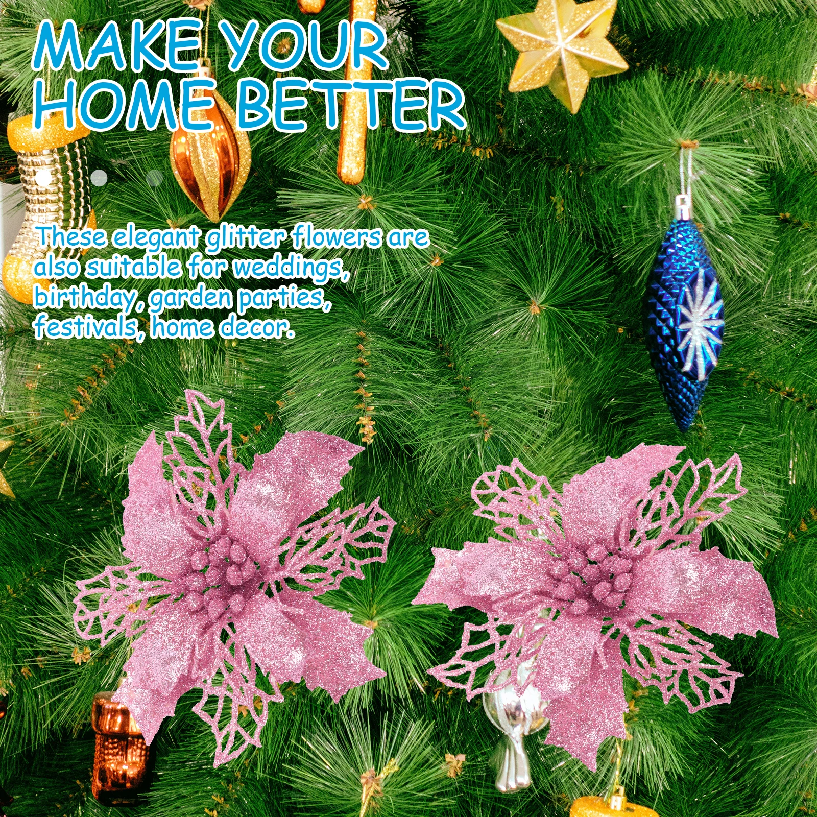 

20 Pcs Simulated Christmas Tree Flowers Wreaths Artificial Artifical Decorations