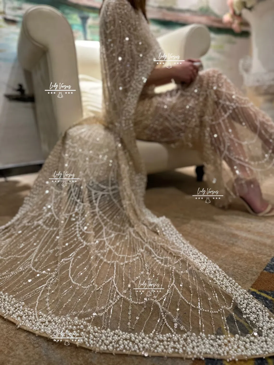 FATAPAESE Customized Dubai Arabia Mermaid Long Cape Luxury Evening Dresses Gowns with Cape Bride Wedding Party Celebrity Gown