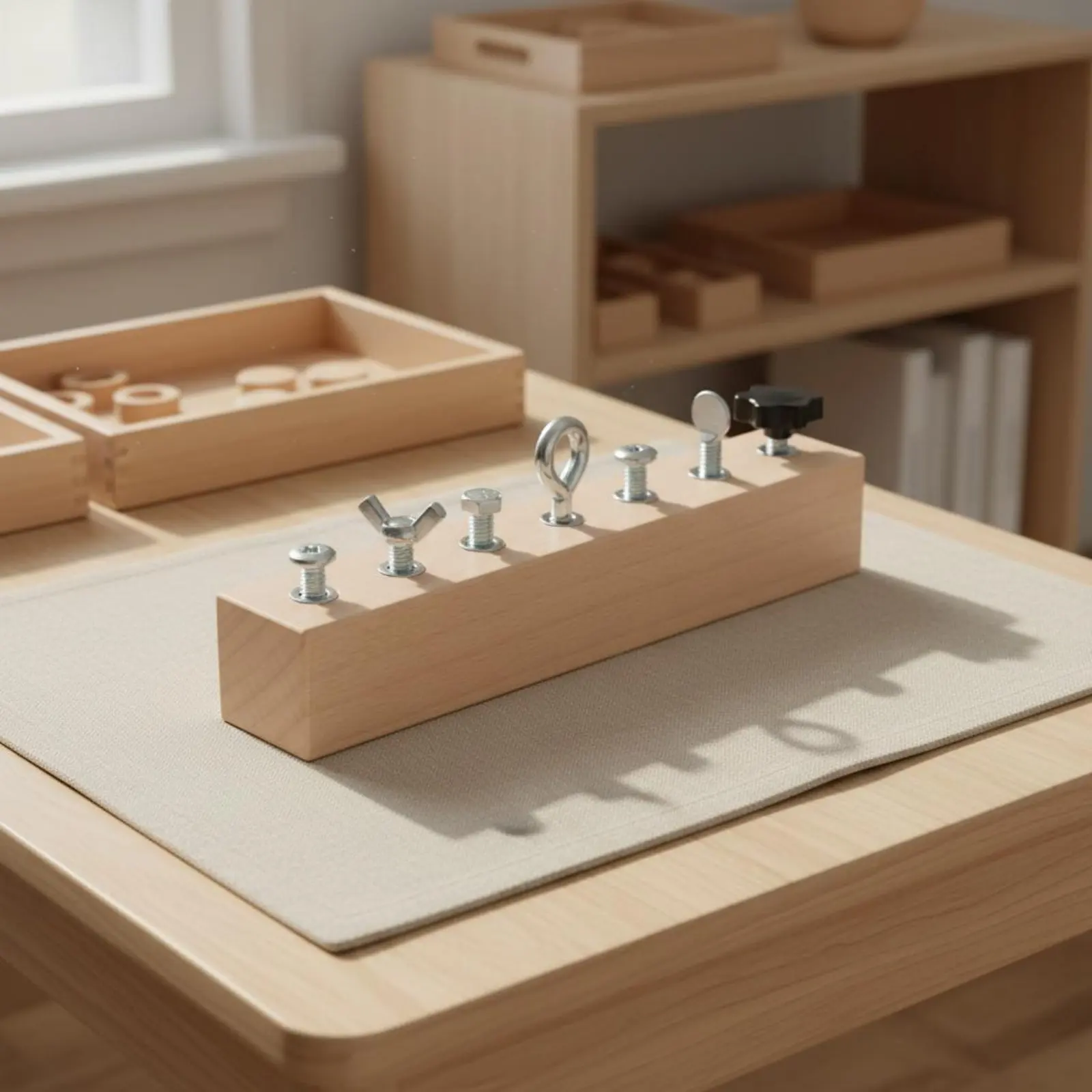 Child-Centered Tool Board Sensory Learning Screw Matching Toy Wooden Screw Board STEM Bolt Twisting Toy Rounded Edges