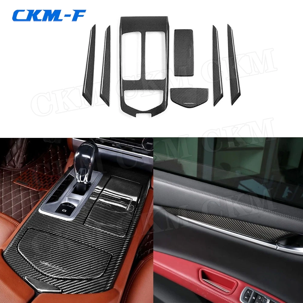 Dry Carbon Fiber Car Center Console Gear Shift Panel Door Interior Trim Strip Cover Stickers for Maserati Ghibli 2014-2019