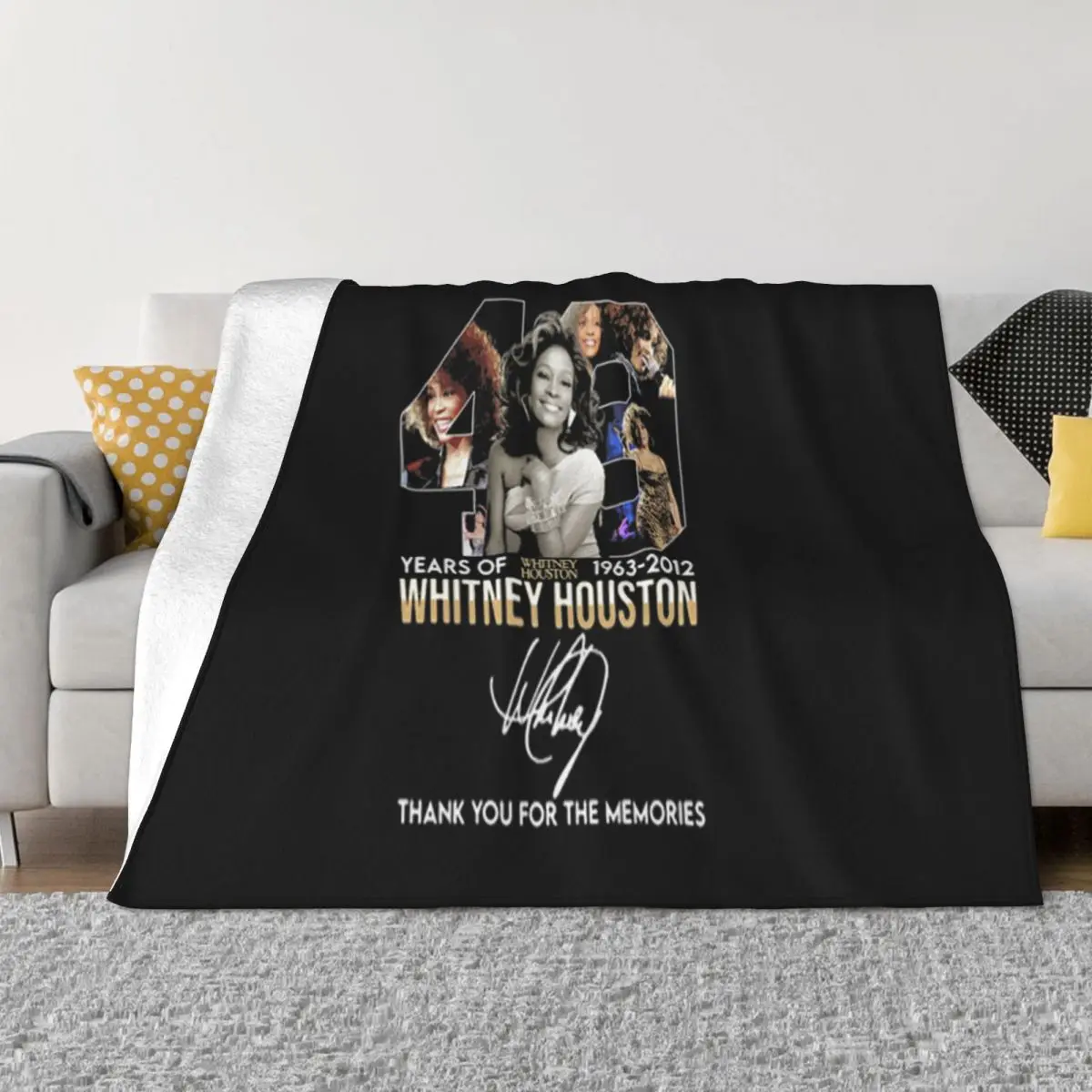 49 Years Of 1963'2012 Whitney Houston Signature Pop Vacation Hot Better Womens Oversize Style Throw Blanket