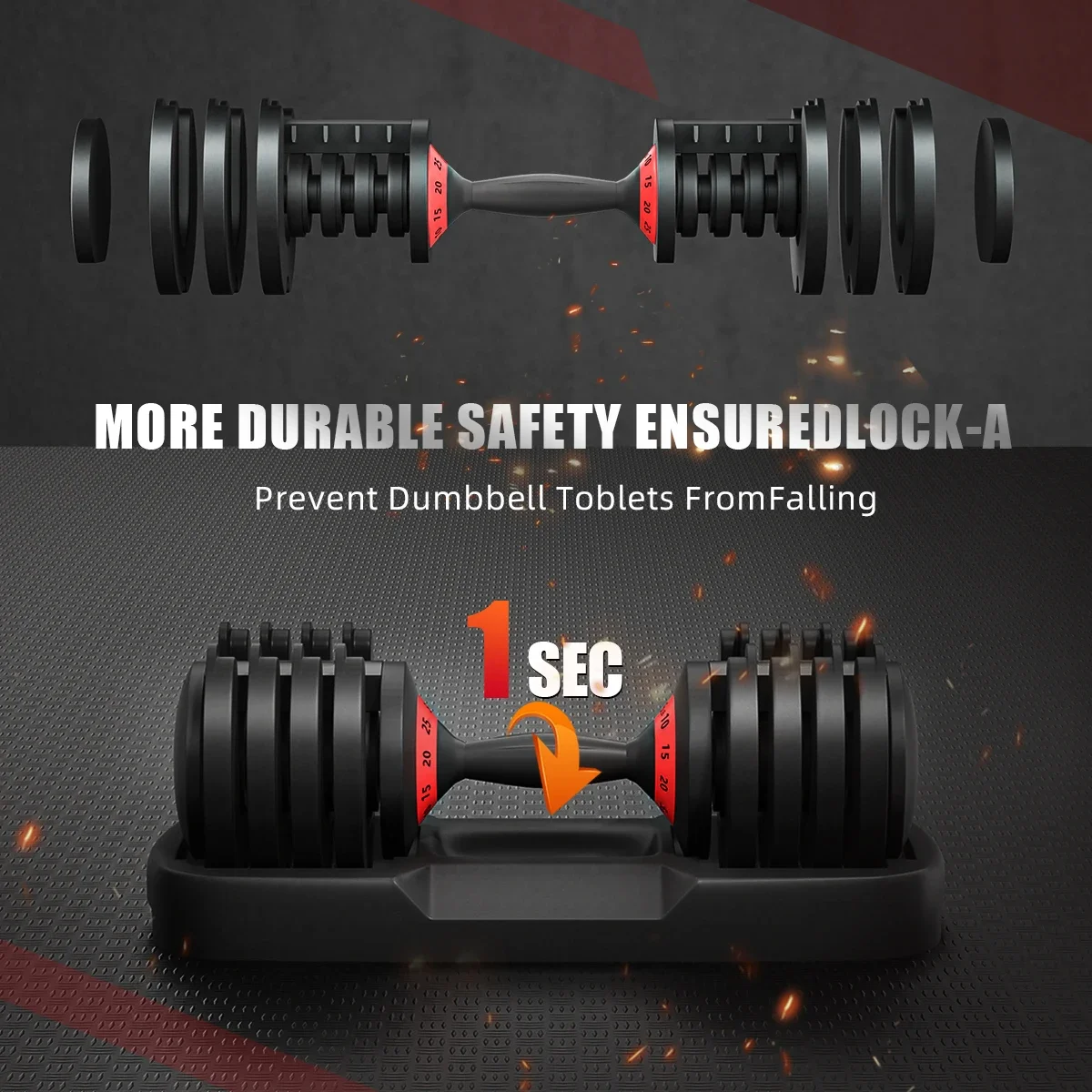 U-POWEX In Stock ABS Weight Dumbbell Set 25KG Adjustable Dumbbell 55LBS for Home Exercise