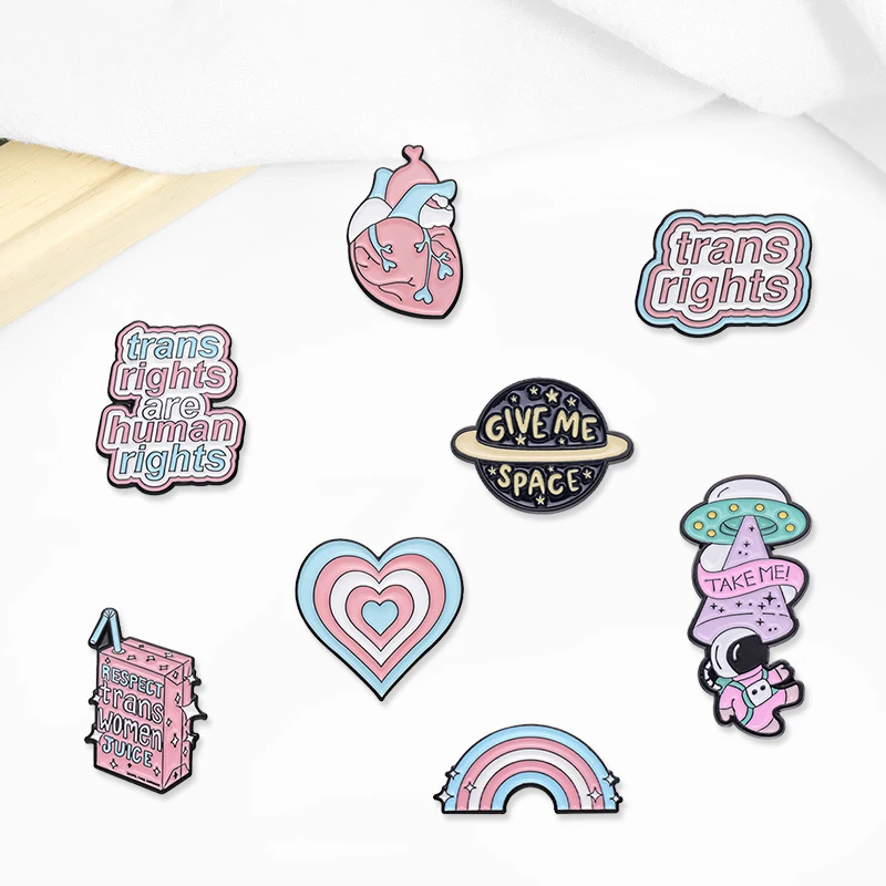 Creative Trendy Cartoon Gradient Phrase Oil Drop Lapel Brooch Badge Pin Denim Bag Gift Men Women Fashion Jewelry Accessories