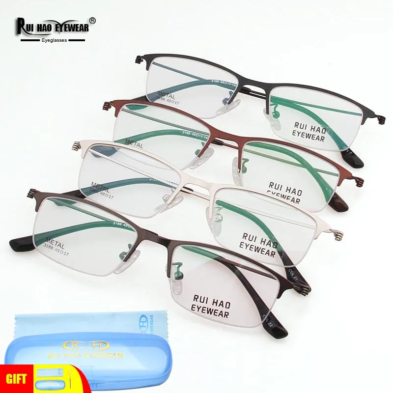 

Stainless Steel Eyeglasses Frame Small Size Glasses Frame Unisex Optical Spectacles Alloy Half Rimless Design 3188