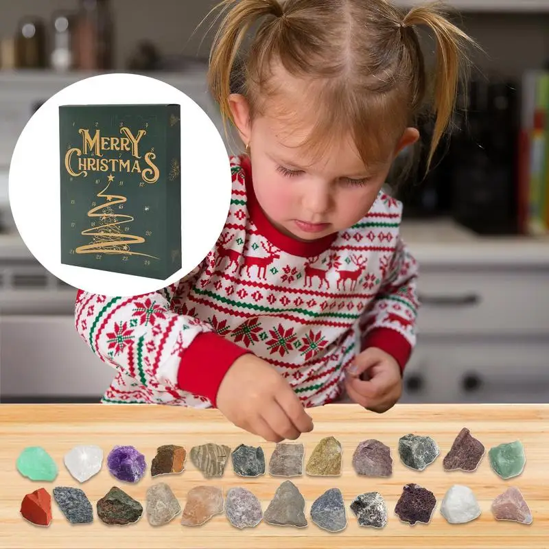 Rock Collection Advent Calendars 24 Days Countdown To Christmas Natural Mineral & Rock Stone Collection Countdown Calendar For