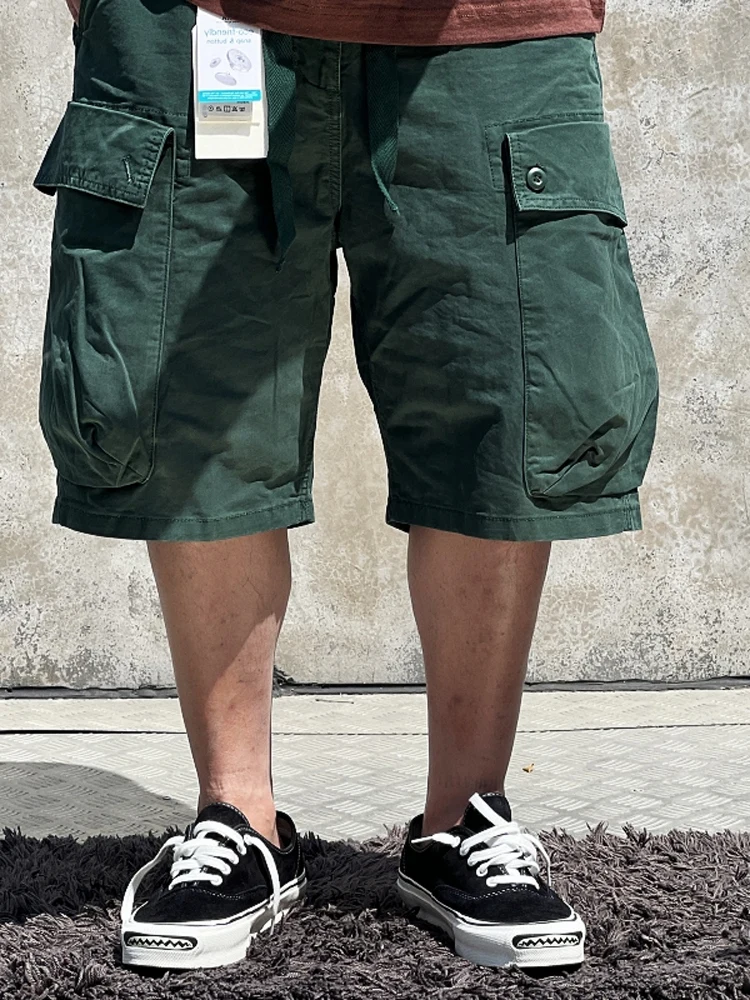 Vintage Camouflage Branch Pattern Five-Quarter Workwear Shorts Multi-Pocket Utility Japanese Style Youthful Spring Summer Shorts