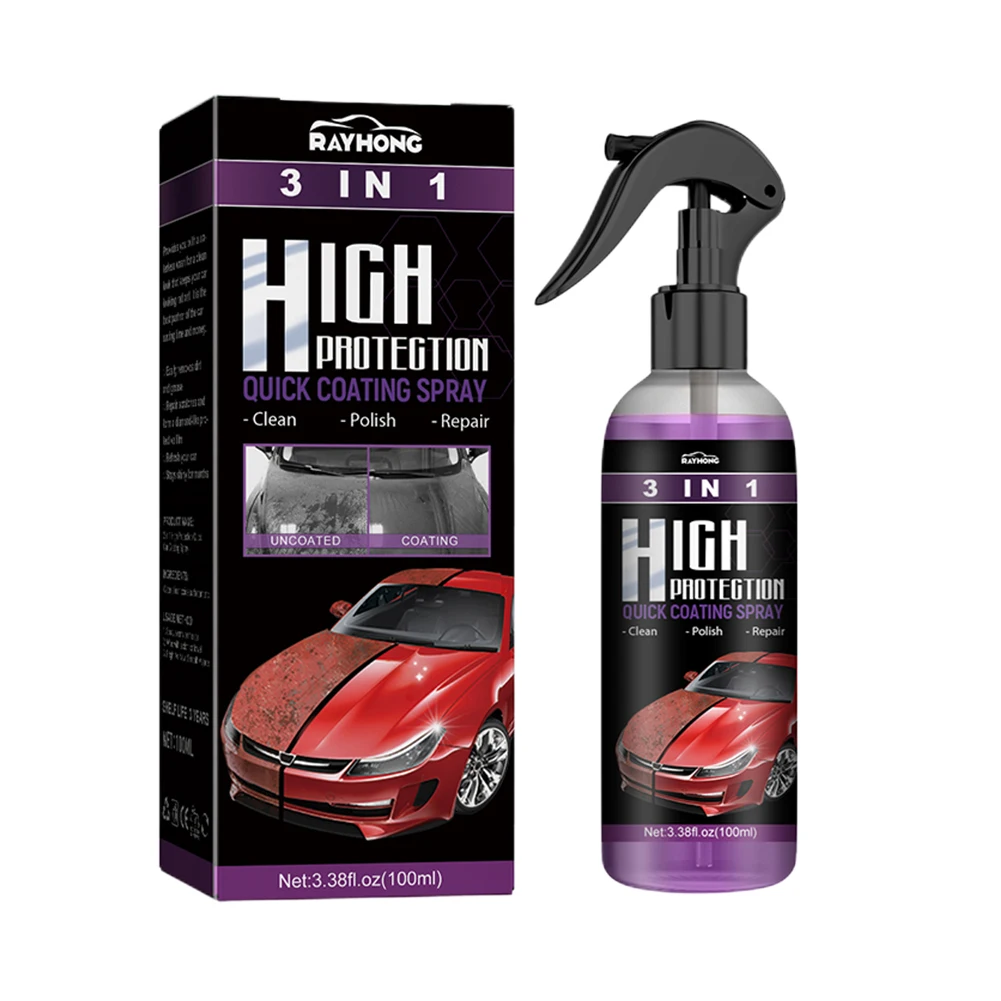 3 In 1 Car Ceramic Coating Spray 100ml Auto Nano Ceramic Coating Polishing Spraying Wax Car Paint Scratch Repair Remover