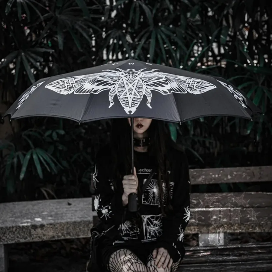 black-umbrella-painting-animal-automatic-3-fold-girl-cosplay-prop-umbrella-portable-handmade-semsiye-rain-gear-gothic-umbrella