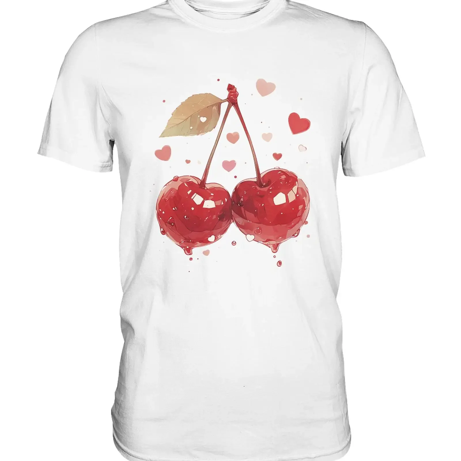 Camiseta Kirschen Liebe con estampado de cerezas vintage, estilo Cottagecore retro, lavada, informal, unisex, gráfico, elástica y suave.