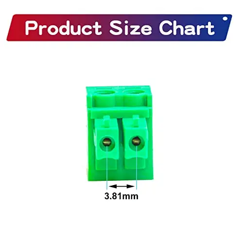 40PCS 3.81mm 2 Pin Phoenix Type Connector Green PCB Screw Terminal Block Plug 2 Pole Wire Socket Adapter for Electronics