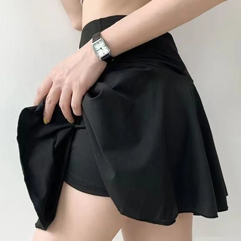 Summer Sports Large Size Invisible Open Crotch Outdoor Convenient Short Skirt Yoga Pantskirt Female Fitness Boyfriend Sex Skirt