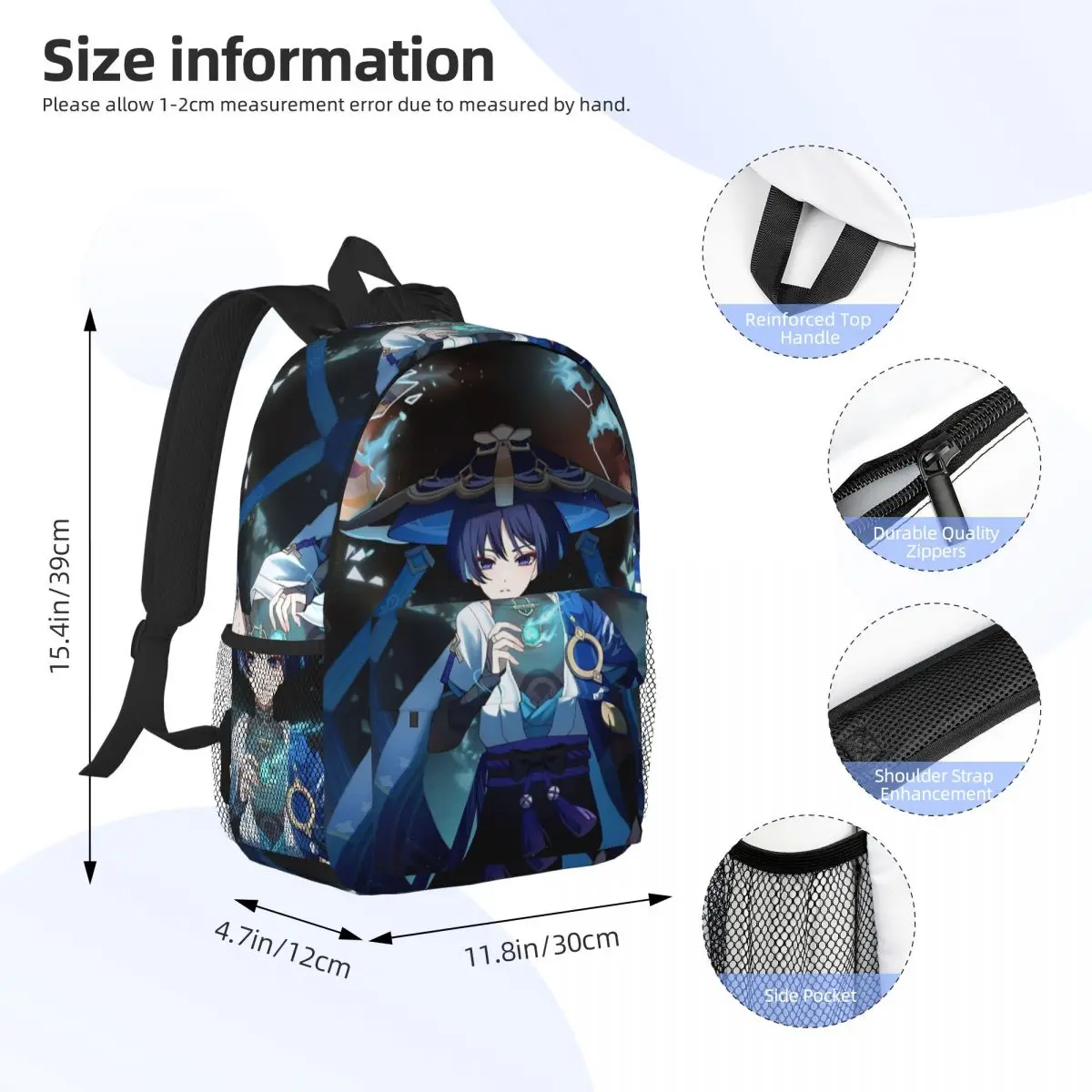 Scaramouche And Wanderer Game Backpack Student Boys Girls BookBag Men Women School Bag Computer Shoulder Bags