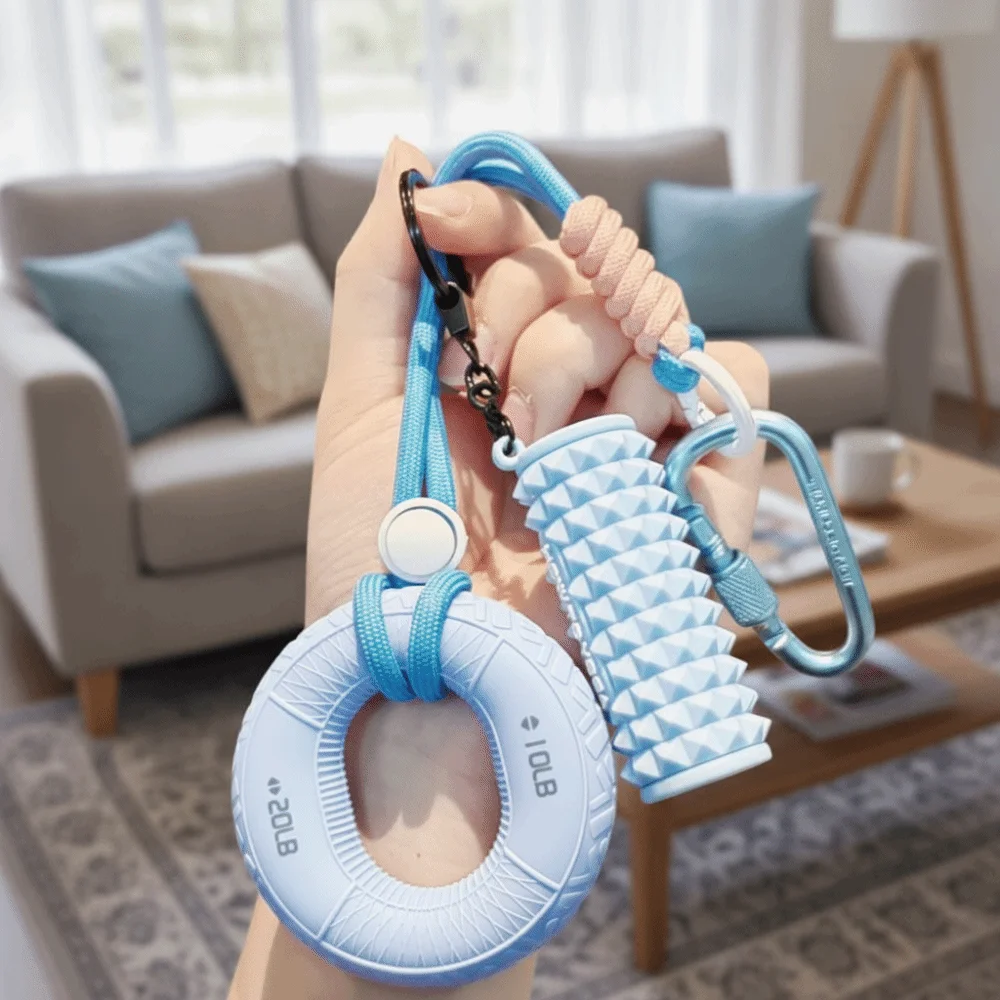 Silicone 10-60LB Hand Grip Keychain Wrist Strength Double Power Grip Grip Strength Trainer Pendant Finger Correctors Portable