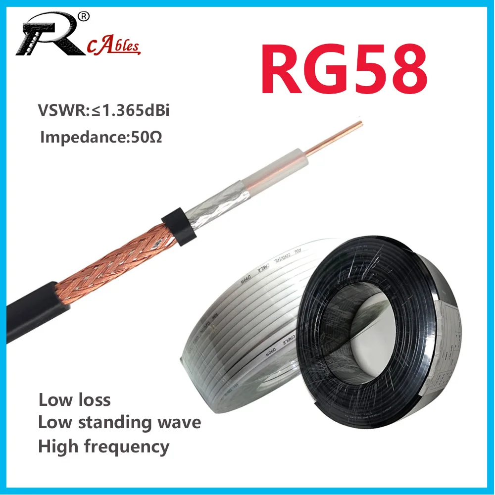 

Кабель RG58 RF Коаксиальный коаксиальный кабель 50 Ом 50-3 Разъем Провода для автомобильной связи видеонаблюдения коаксиальный