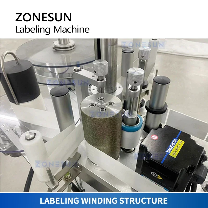 ZONESUN Automatic Label Applicator Wrap Around Labeling Machine High Speed Round Bottle Labeling Equipment ZS-TB130