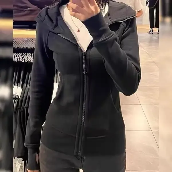 Schwarzer Kapuzenpullover 2025 Damenbekleidung mit Reißverschluss, schmal geschnitten, Y2k-Jacken, lässige Mode-Sweatshirts, Oberteile, Ropa Mujer – Detail 4