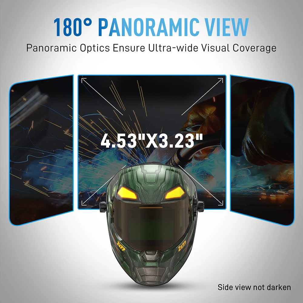 4 Arc Sensor Type-C Charging for TIG MIG CUT Auto Darkening Welding Helmet with Panoramic Viewing Welding Mask True Color