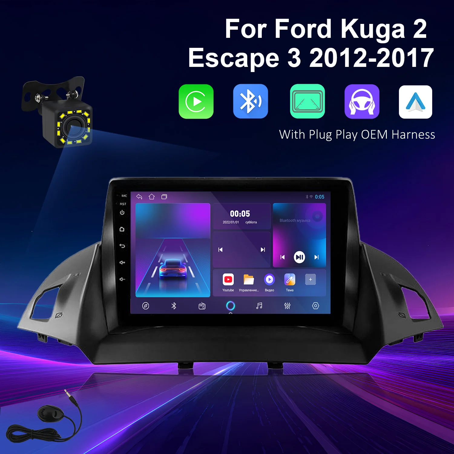 

KSPIV Wireless Carplay Multimedia For Ford Kuga 2 Escape 3 2012-2019 Android 14 Auto 4G Car Radio GPS Navigation No 2din DVD
