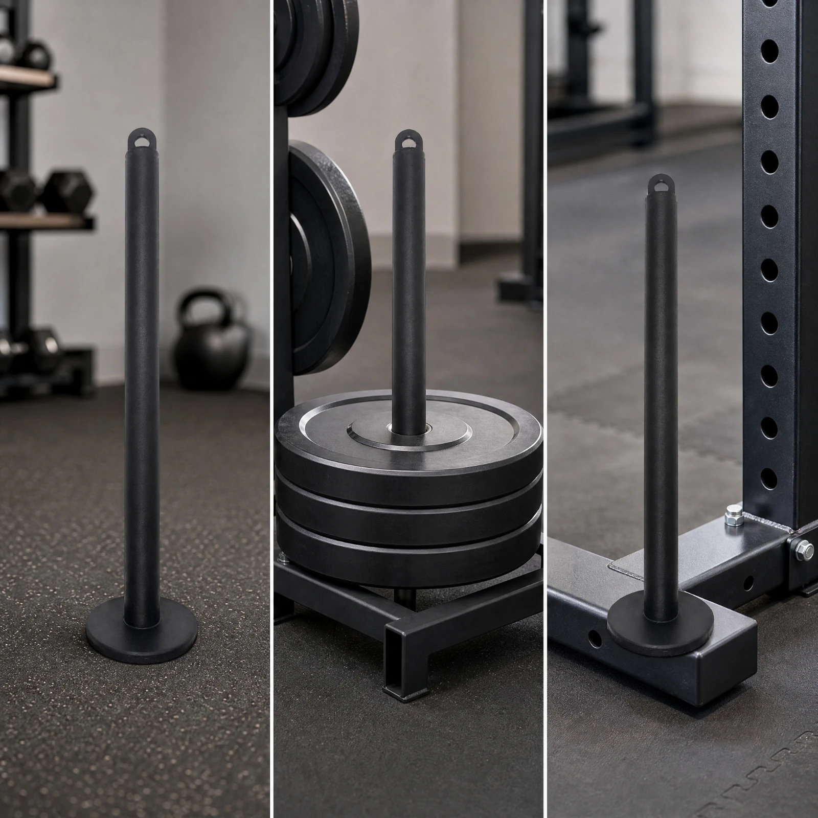 Iron Weight Plate Storage Rod Stable Vertical Weight Plate Rack with Base Gym Equipment Black Long-Lasting for Workout Areas