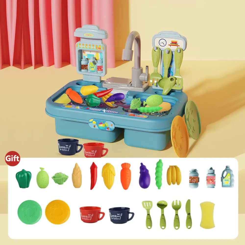 New Play House Children's Dishwasher Electric Automatic Water Cycle System Kitchen Sink Safe Material Gifts Mini Kitchen Set