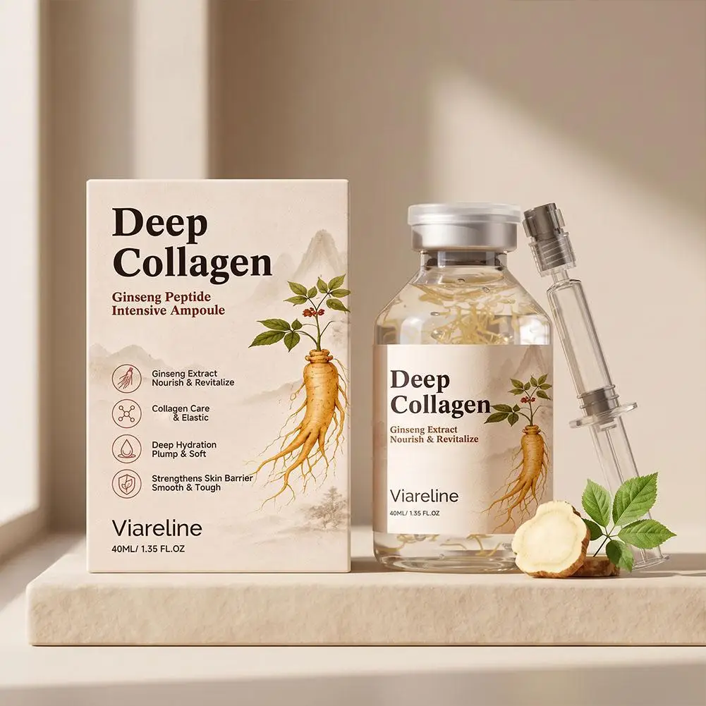 Deep Collagen Ginseng Peptide Intensive Ampoule Face Firming Moisturizing Serum For Skin Tightening Elasticity Boost