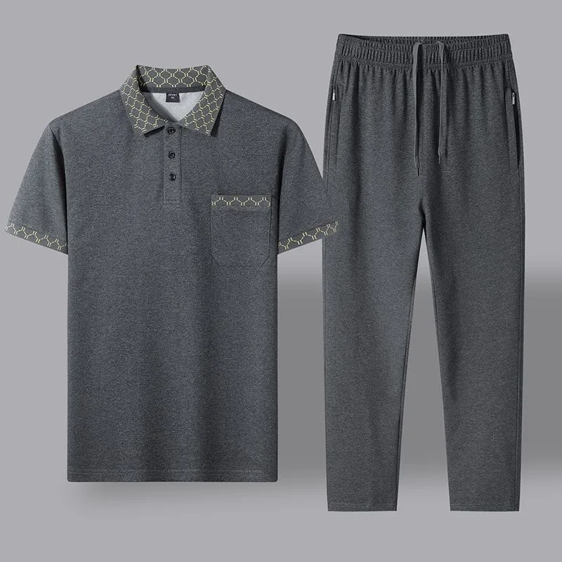 Summer New Fashion Trendy Pure Cotton Breathable Short Sleeve Shirt Set Men's Casual Loose Sport High Quality Two-Piece Set view 4