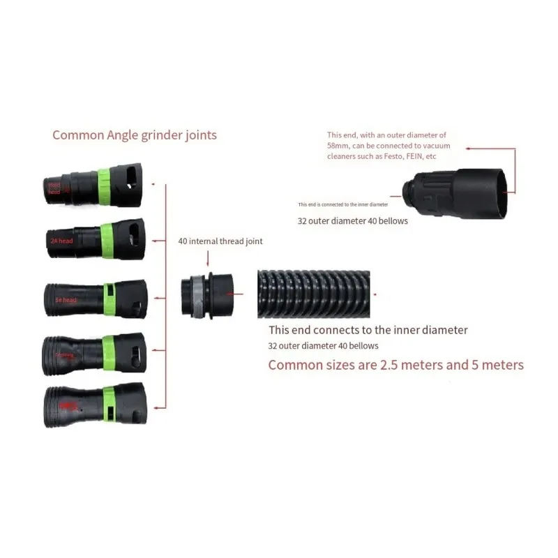 ABKP-For Festool Vacuum Hose Dust Extraction Adapter Kit 8Pcs 32Mm/40Mm Corrugated Spiral Pipe Angle Grinder