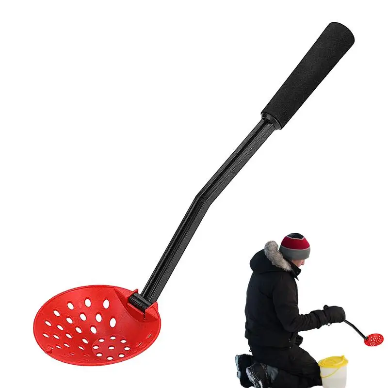 Ice Fishing Skimmer Foldable Ice Fishing Ladle Skimmer Scoop Long Anti-Slip Handle Fishing Scooper Ice Fishing Gear Accessories