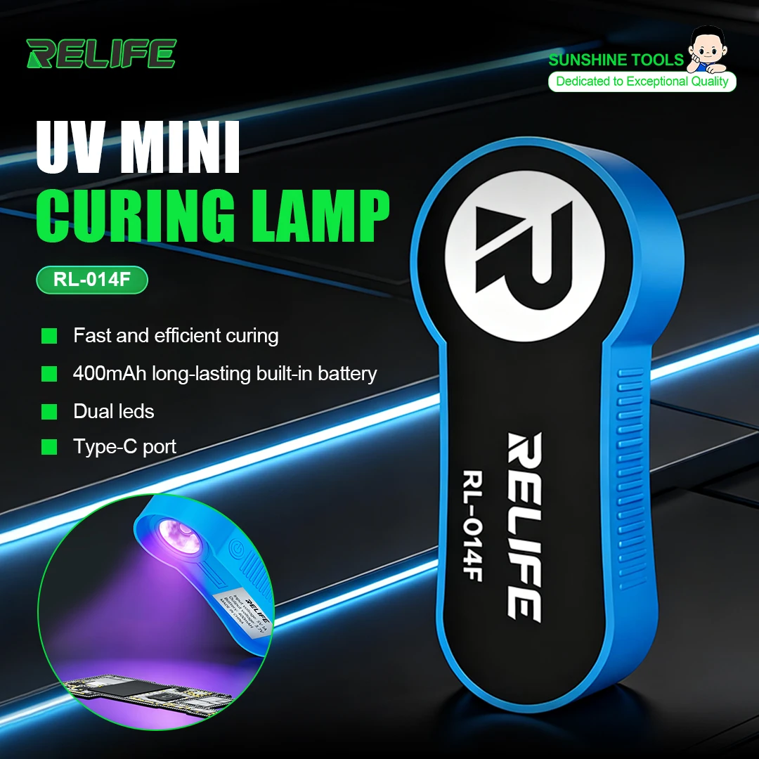 

RELIFE RL-014F UV Curing Lamp Fast Curing 3-5 Seconds with Type-C Port 400mAh Battery for Shadowless Glue Optical Glue Repair