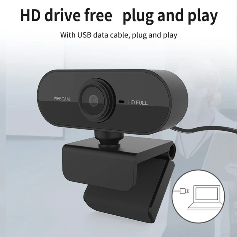 1080p Webcam mit Mikrofon HD Webcam USB-Kamera für PC-Laptop, Zoom, Skype, Facetime, Windows, Linux