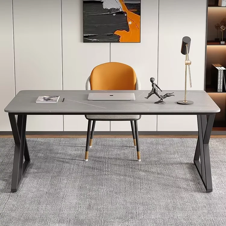 ！@Modern Minimalist Rock Slab Desk Light Luxury and Durable Computer Study Work Desk for Household Office Use