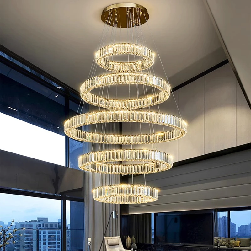 

home decorationPendant lights, luxury crystal living room chandelier, Stair Pendant lamp, ceiling light, indoor lighting