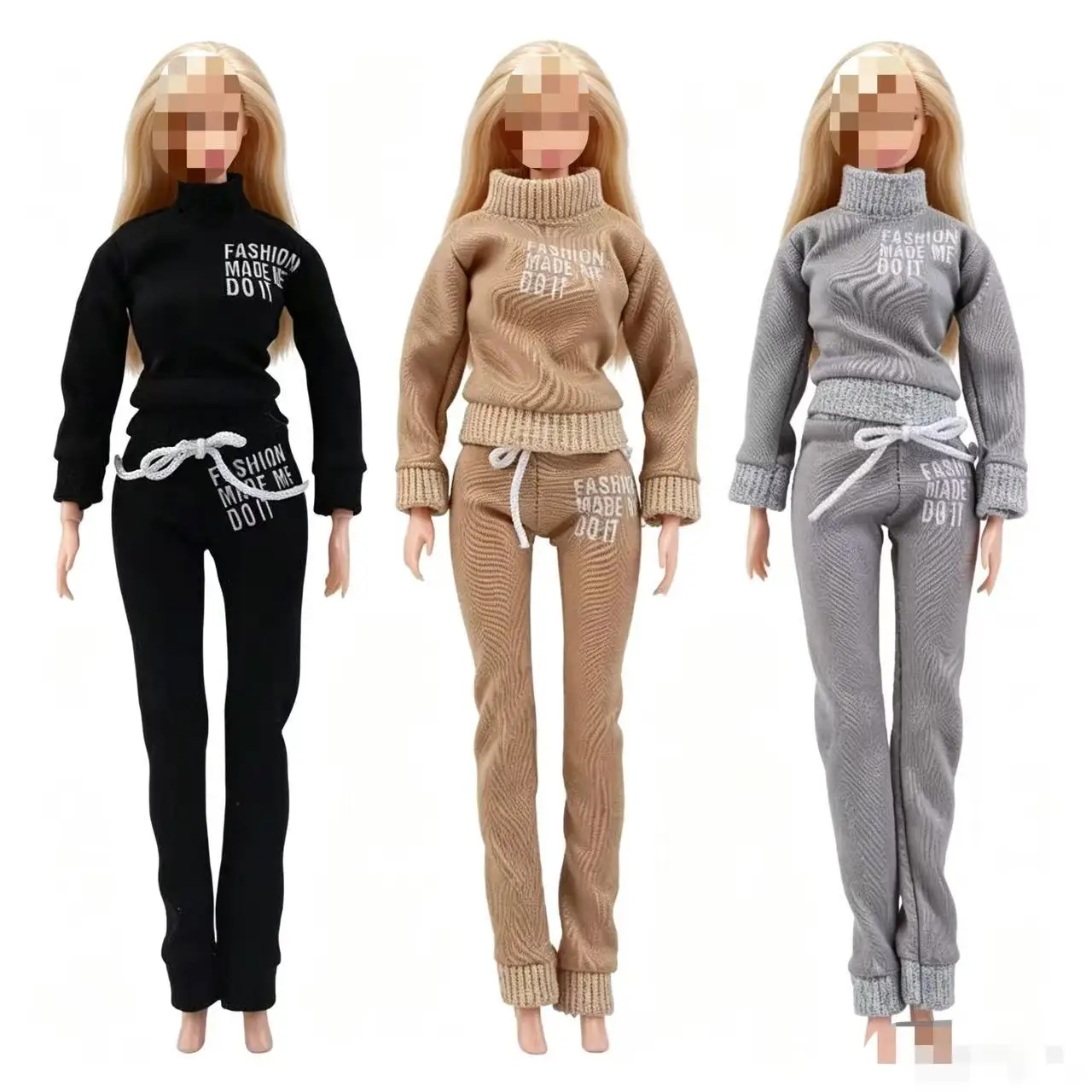 3 Sets Outfits for Barbie Doll ,Turtleneck Sweatshirt & Drawstring Pants, Casual Sporty Clothes for 11.5inch Doll Kids Toys
