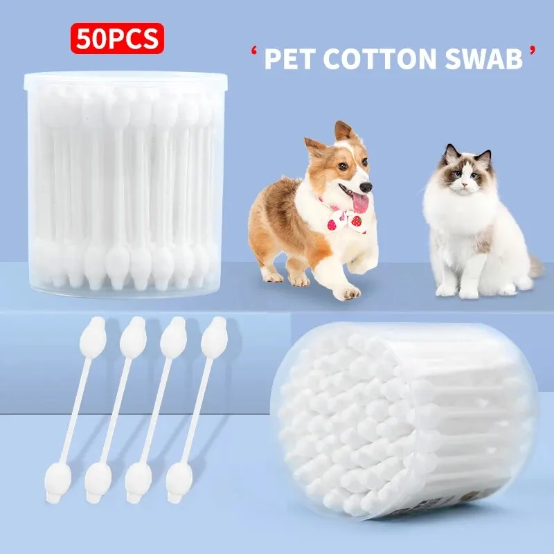 50PCS Pet Cotton Swabs Gourd Shaped Cotton Swabs Cat And Dog Ear Care Ear Care Safely Cleans Your Pet