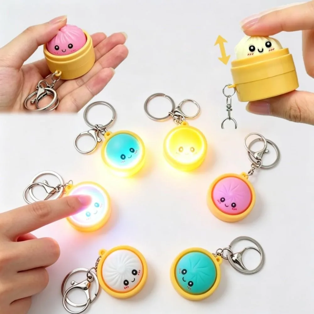 Simulation ith Steamer Mini Dumplings Squishy Squeezable Crystal Sensory Fidget Cute Pinch Steamed Bun Keychain Kids