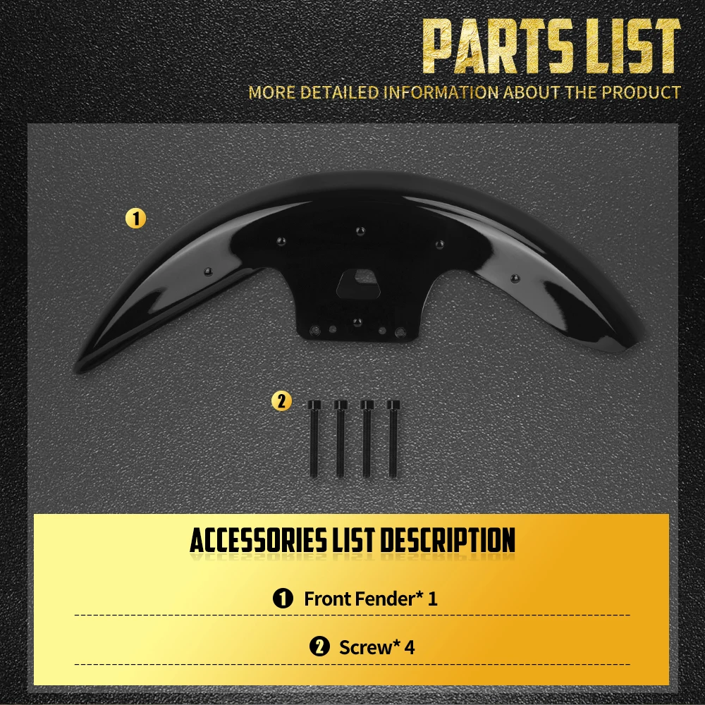 

Motorcycle 19'' Front Fender Wheels Wrap Mudguard Cover Iron For Harley Touring Electra Street Glide Road King FLHX FLHT 2014-23