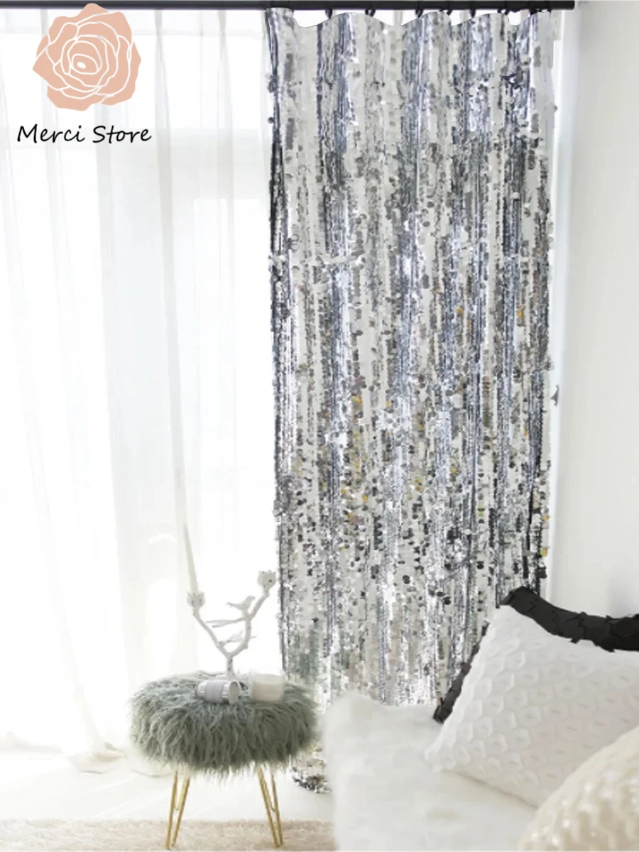

Creative Holographic Fish Scale Curtains for Fashion Boutique Fitting Room Influencer Streaming Background Drapes Custom