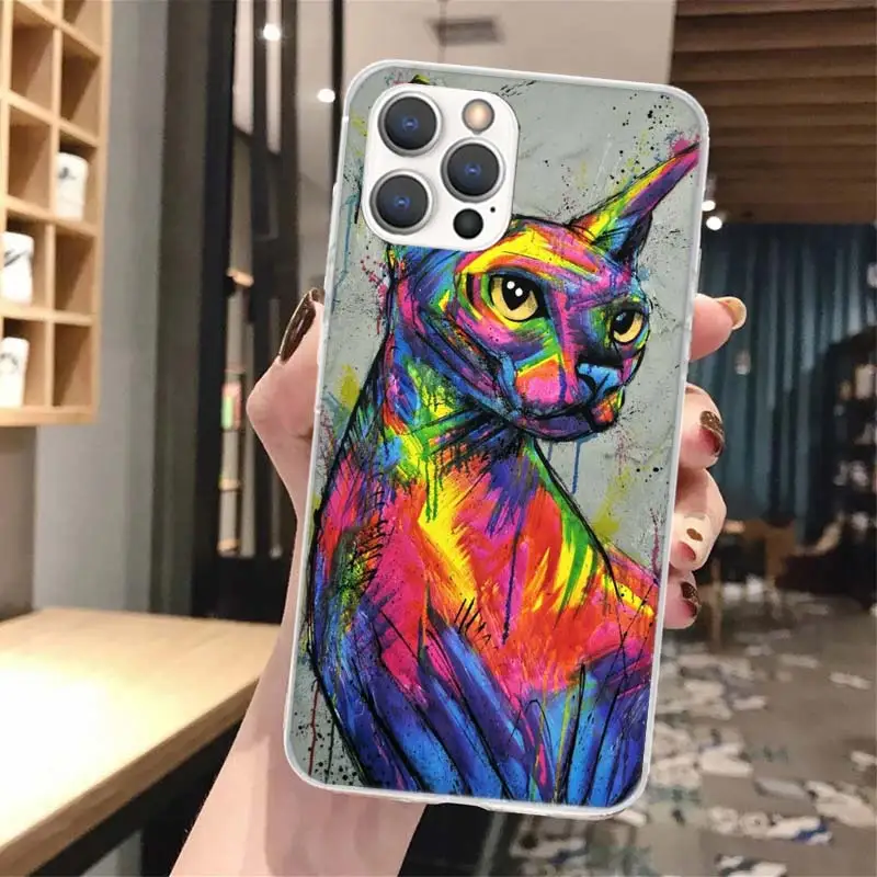 Lavaza Sphynx Sphinx Cat Soft Phone Case For iPhone 16 15 14 13 12 11 Pro Max X XR XS 7 Plus 8 + SE 2020 Pattern Customized Cove