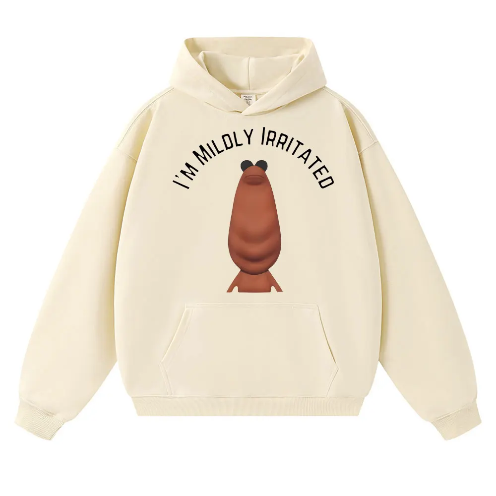 مضحك أنا مهيج معتدل ماركوس دودة ميمي هوديي الفكاهة الرجال النساء هودي البلوز الخريف الشتاء المتضخم بلوزة كاجوال