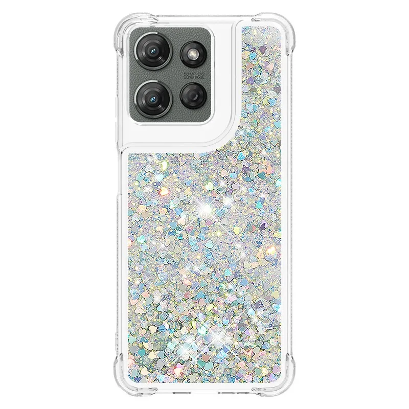 

Liquid Glitter Quicksand Phone Case for Moto G Play 4 Corners Shockproof Anti-Yellow Clear TPU Cover with Sparkle Flow Sand