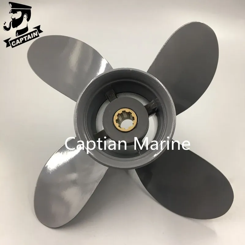 New Propeller 9 1/4X10 Match with Honda /Yamaha Outboard Motor BF8D/BF9.9D BF9.9/BF15A BF15D 8 Splines 4 Blades Boat Accessories