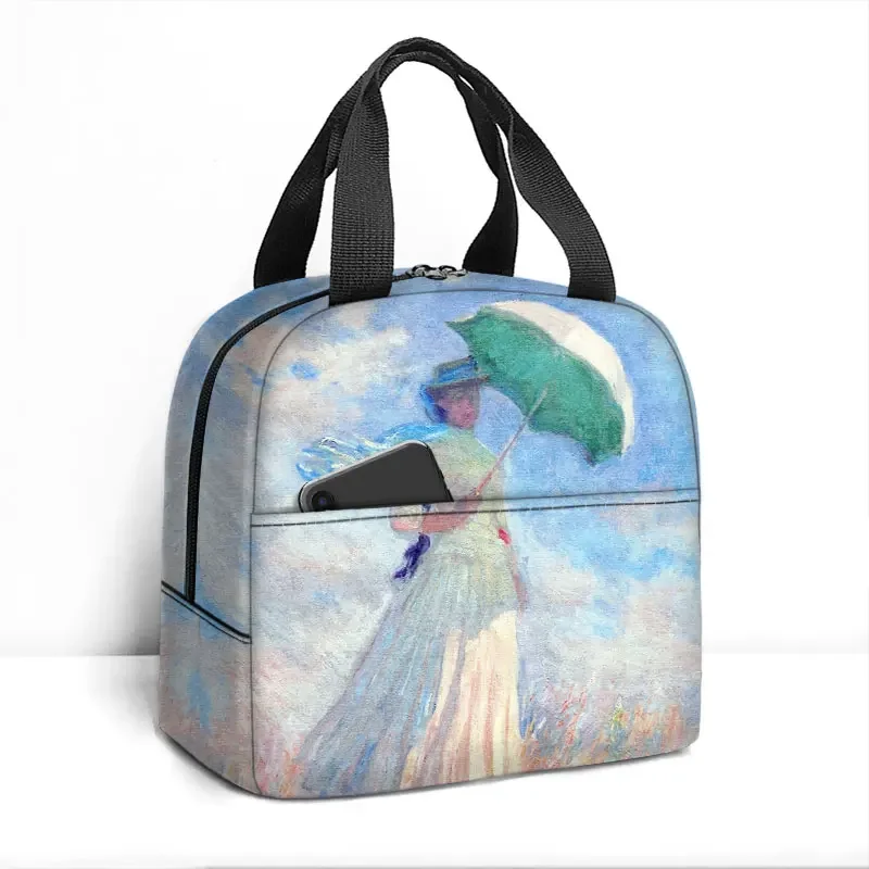 Waterlily Oil Painting By Claude Monet Insulated Lunch Bag for Women Cooler Thermal Bag Food Container Portable Picnic Lunch Box