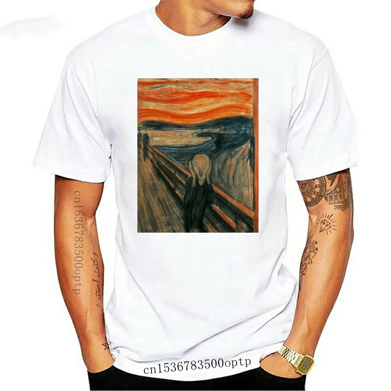 Mens Clothes Edvard Munch Famous Skrik The Scream Men Painting Tshirt Homme White Casual T Shirt