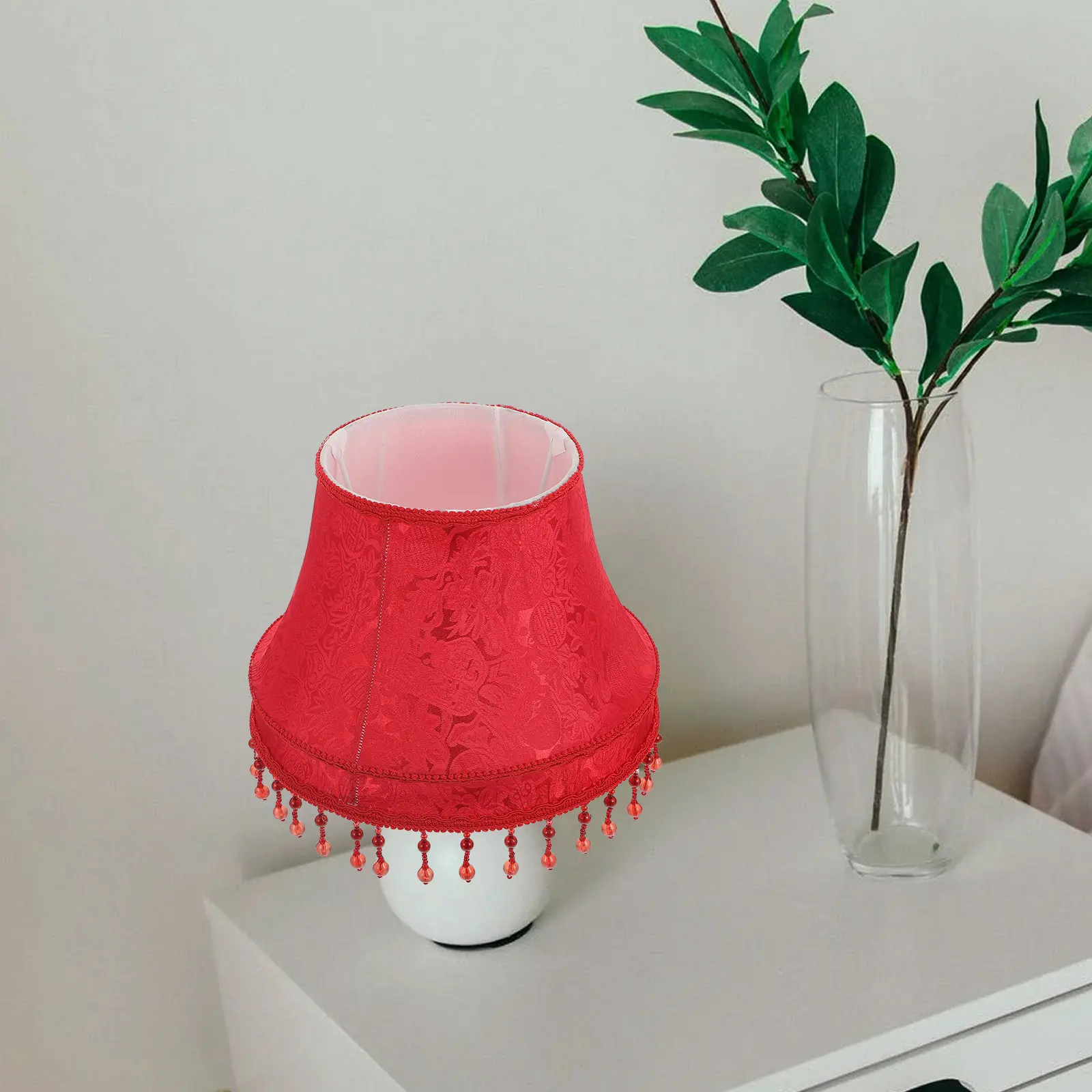 

1Pcs European Vintage Cloth Lampshade Hanging Beads Lamp Cover Soft Light Decor Table Floor Lamp Accessory Table Light Cover